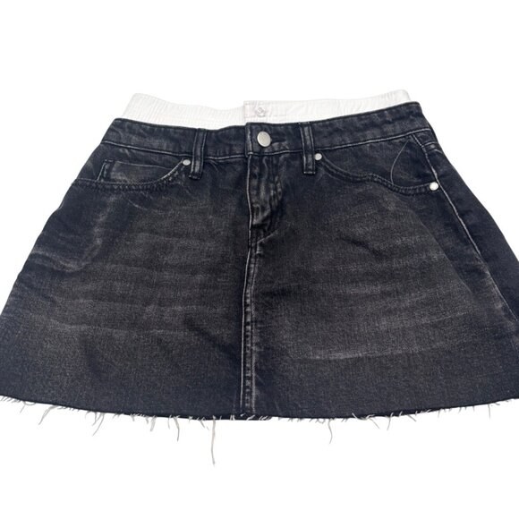 PTCL Women’s Double Waist Denim Miniskirt, Black, Sz. S - Picture 2 of 11
